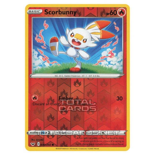 Pokemon - Sword & Shield - Base Set - Scorbunny - 030/202 - (Reverse Holo)