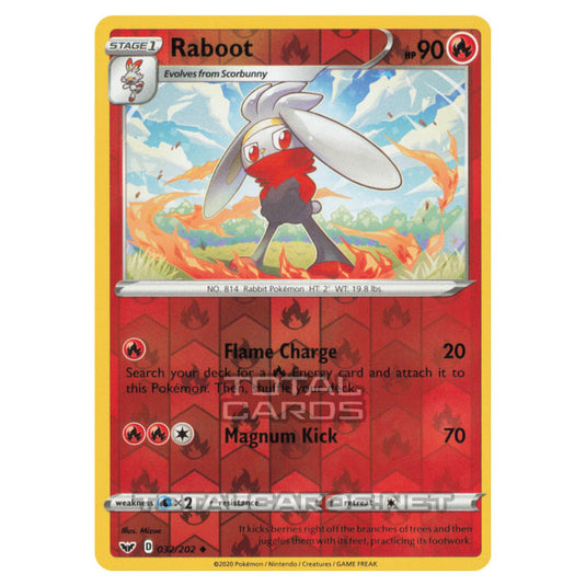 Pokemon - Sword & Shield - Base Set - Raboot - 032/202 - (Reverse Holo)