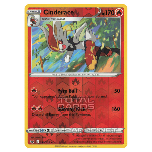 Pokemon - Sword & Shield - Base Set - Cinderace - 035/202 - (Reverse Holo)