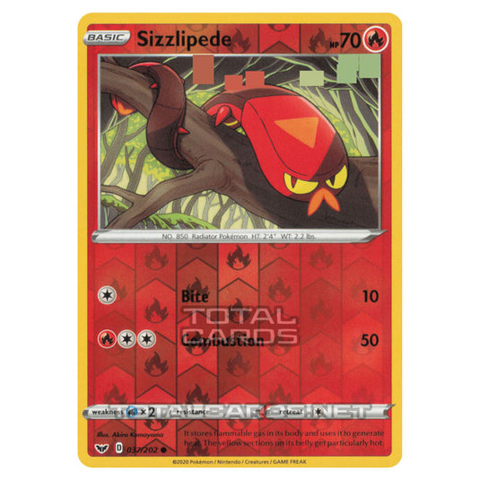 Pokemon - Sword & Shield - Base Set - Sizzlipede - 037/202 - (Reverse Holo)