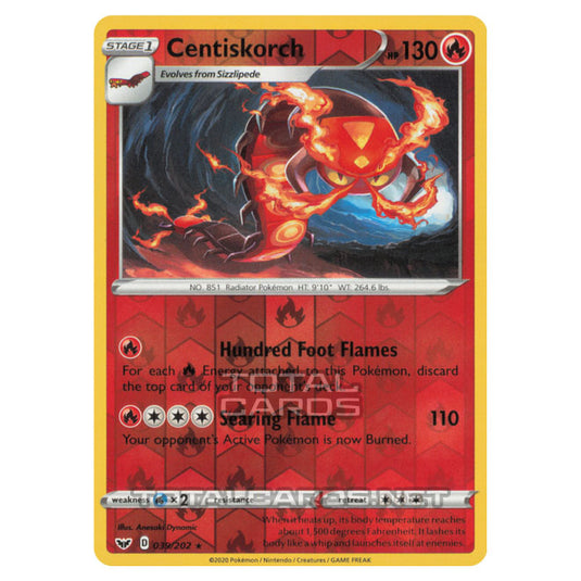 Pokemon - Sword & Shield - Base Set - Centiskorch - 039/202 - (Reverse Pokemon - Sword & Shield - Base Set - Centiskorch - 039/202 - (Reverse