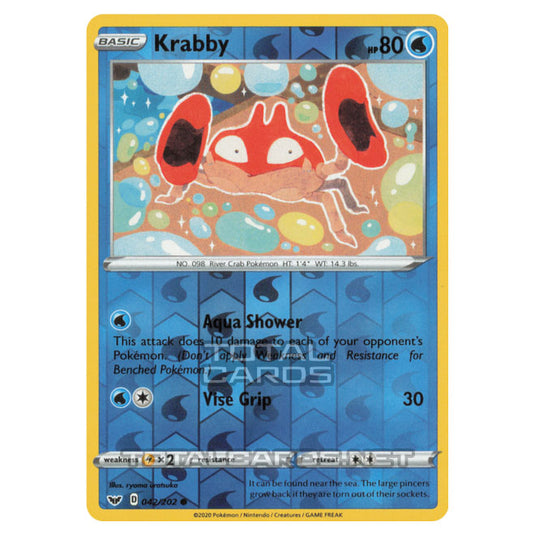 Pokemon - Sword & Shield - Base Set - Krabby - 042/202 - (Reverse Holo)