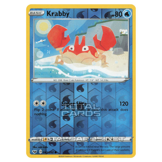 Pokemon - Sword & Shield - Base Set - Krabby - 043/202 - (Reverse Holo)