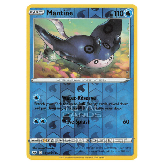 Pokemon - Sword & Shield - Base Set - Mantine - 052/202 - (Reverse Holo)