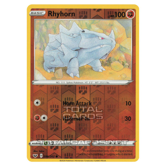 Pokemon - Sword & Shield - Base Set - Rhyhorn - 096/202 - (Reverse Holo)