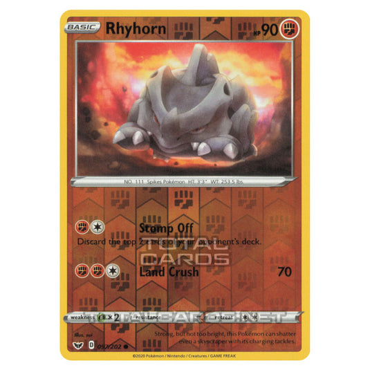 Pokemon - Sword & Shield - Base Set - Rhyhorn - 097/202 - (Reverse Holo)