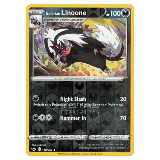 Pokemon - Sword & Shield - Base Set - Galarian Linoone - 118/202 - (Reverse Holo)