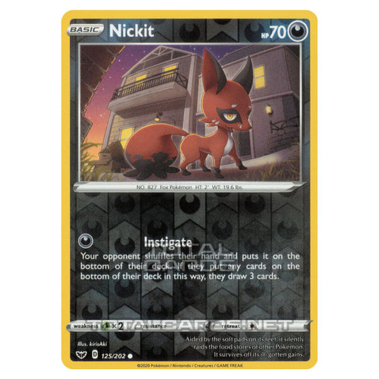 Pokemon - Sword & Shield - Base Set - Nickit - 125/202 - (Reverse Holo)