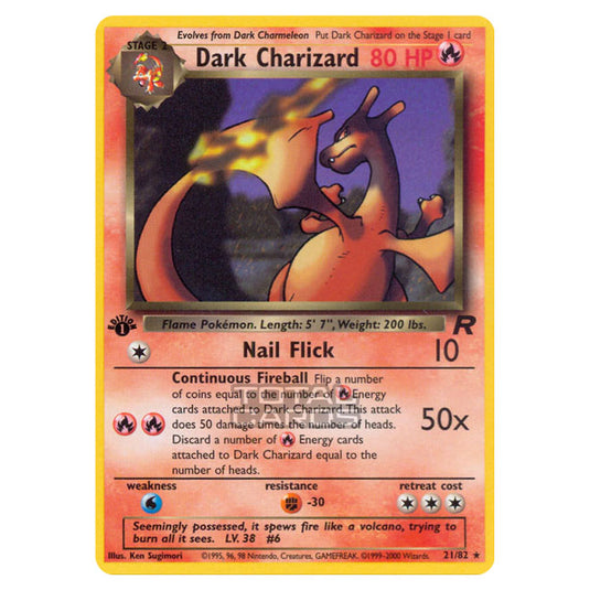 pokemon card dark charizard 2000 Team Rocket #4/82 Holo PSA 7 Encased in a durable acrylic holder to highlight the vibrant artwork of this fan Pokemon Team Rocket 1st Edition