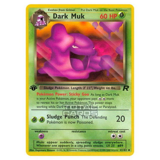 Pokemon - Base - Team Rocket - Dark Muk - 41/82-Excellent-First Edition-English