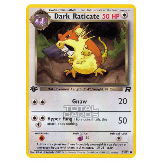 Pokemon - Base - Team Rocket - Dark Raticate - 51/82-Light Played-Unlimited-English
