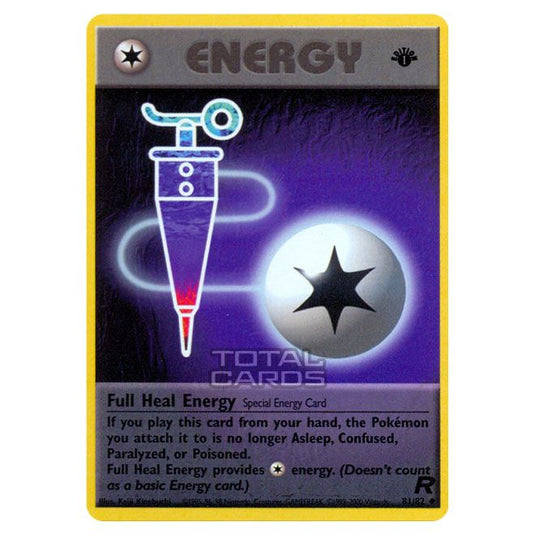 Pokemon - Base - Team Rocket - Full Heal Energy - 81/82-Excellent-First Edition-English
