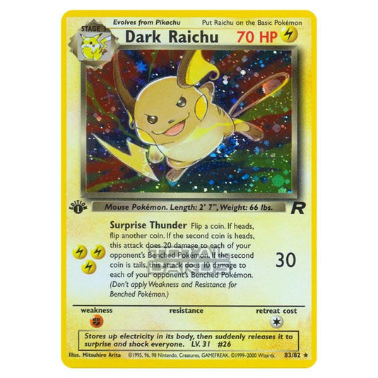 Pokemon - Base - Team Rocket - Dark Raichu - 83/82-Played-First Edition-English