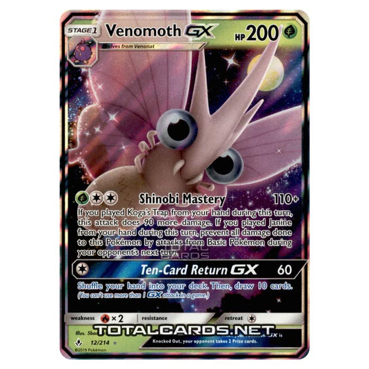 Pokemon - Sun & Moon - Unbroken Bonds - Venomoth-GX - 12/214 Pokemon - Sun & Moon - Unbroken Bonds - Venomoth-GX - 12/214