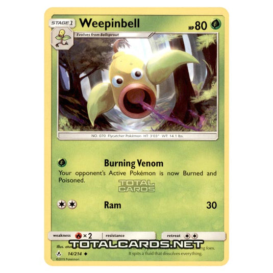 pokemon weepinbell card Pokemon - Sun & Moon - Unbroken Bonds - Weepinbell