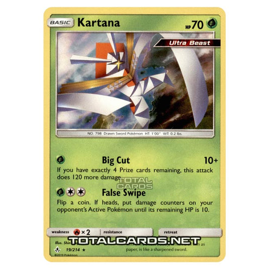 Pokemon - Sun & Moon - Unbroken Bonds - Kartana - 19/214 Pokemon - Sun & Moon - Unbroken Bonds - Kartana - 19/214