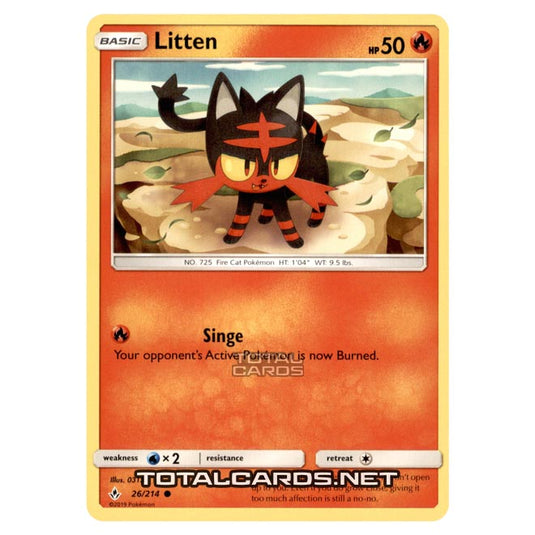 Pokemon - Sun & Moon - Unbroken Bonds - Litten - 26/214