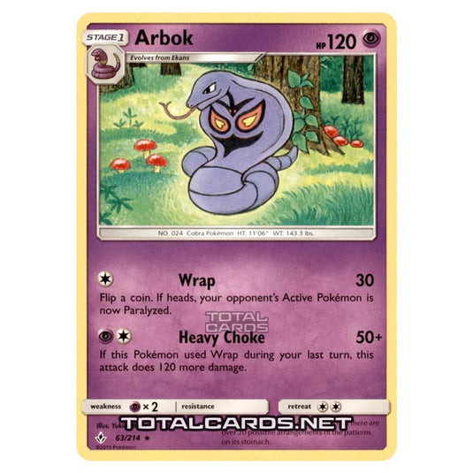 Pokemon - Sun & Moon - Unbroken Bonds - Arbok - 63/214