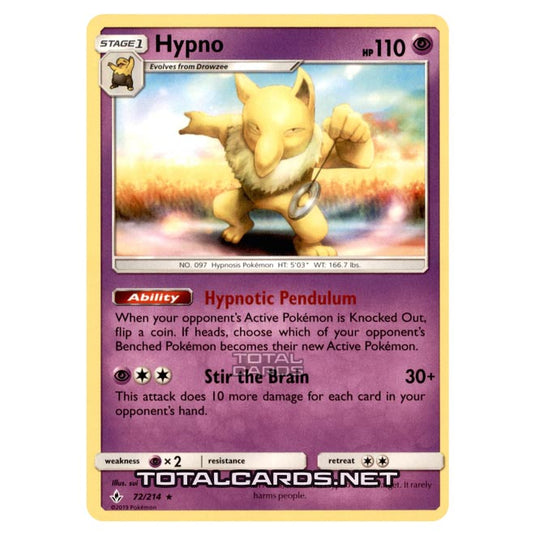 Pokemon - Sun & Moon - Unbroken Bonds - Hypno - 72/214