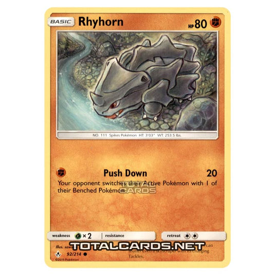 Pokemon - Sun & Moon - Unbroken Bonds - Rhyhorn - 92/214