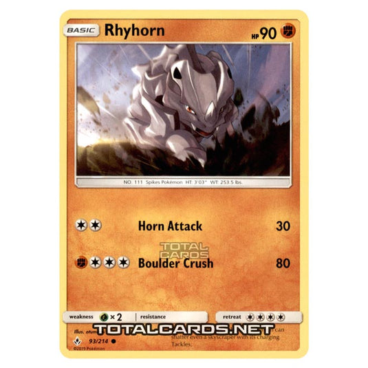 Pokemon - Sun & Moon - Unbroken Bonds - Rhyhorn - 93/214