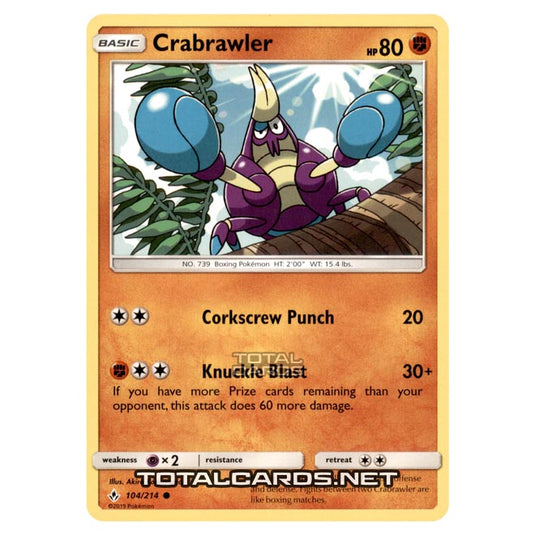 crabrawler pokemon card Pokemon - Sun & Moon - Unbroken Bonds - Crabrawler