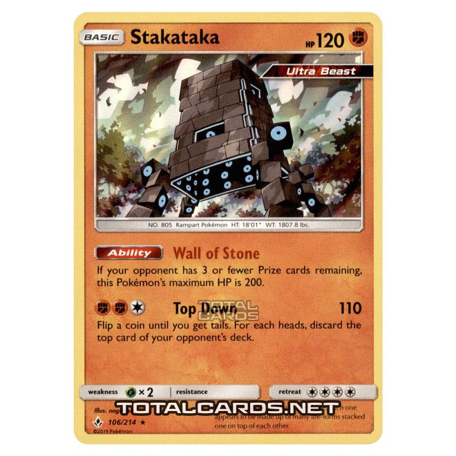 Stackataka Vmax Pokemon - Sun & Moon - Unbroken Bonds - Stakataka - 106/214