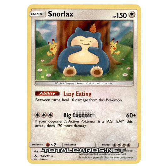 Pokemon - Sun & Moon - Unbroken Bonds - Snorlax - 158/214