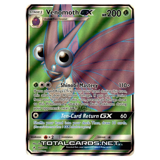 Pokemon - Sun & Moon - Unbroken Bonds - Venomoth-GX (Full Art) - 193/214