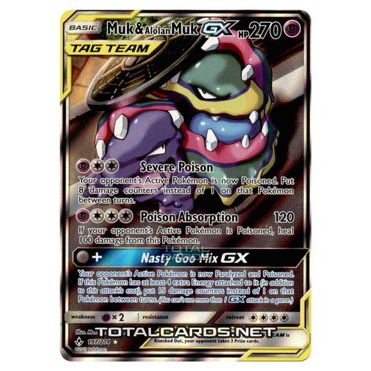 Pokemon - Sun & Moon - Unbroken Bonds - Muk & Alolan Muk-GX (Full Art) - 197/214