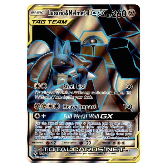 Pokemon - Sun & Moon - Unbroken Bonds - Lucario & Melmetal-GX (Full Art) - 203/214