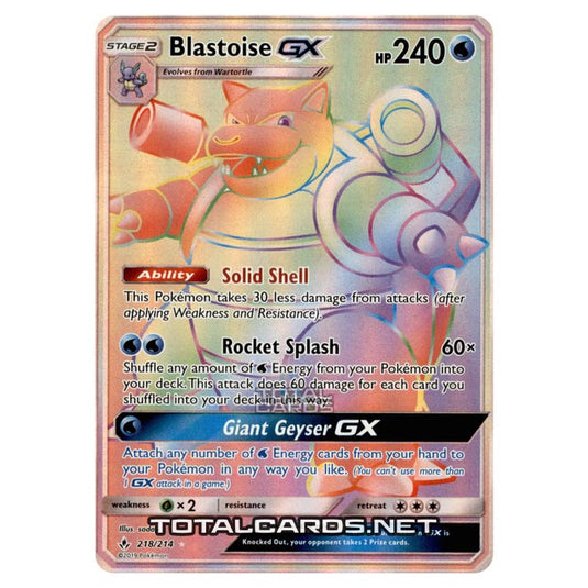 Pokemon - Sun & Moon - Unbroken Bonds - Blastoise-GX (Rainbow Rare) - 218/214