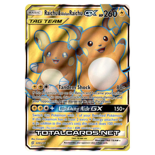 Pokemon - Sun & Moon - Unified Minds - Raichu & Alolan Raichu-GX (Full Art) - 220/236