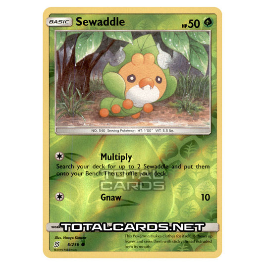 Pokemon - Sun & Moon - Unified Minds - Sewaddle - 6/236 - (Reverse Holo)