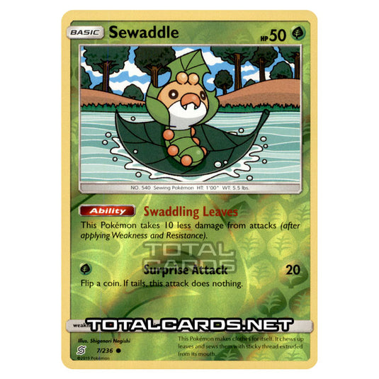 Pokemon - Sun & Moon - Unified Minds - Sewaddle - 7/236 - (Reverse Holo)