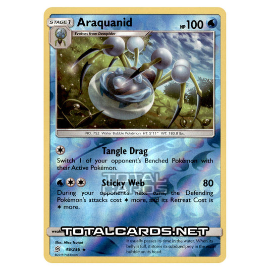 Pokemon - Sun & Moon - Unified Minds - Araquanid - 49/236 - (Reverse Holo)