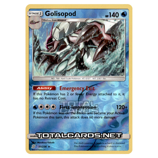 Pokemon - Sun & Moon - Unified Minds - Golisopod - 51/236 - (Reverse Holo)