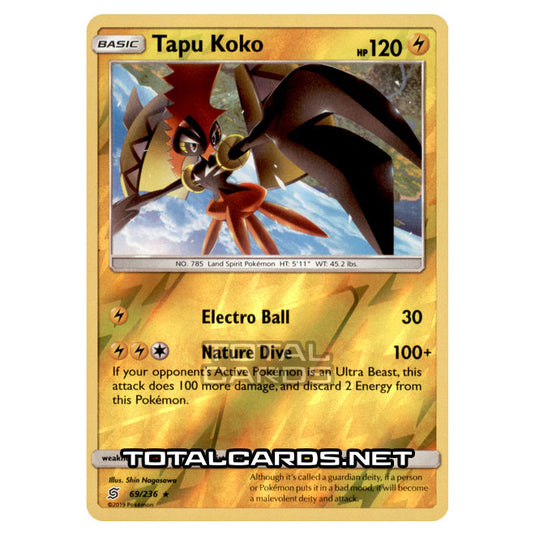 Pokemon - Sun & Moon - Unified Minds - Tapu Koko - 69/236 - (Reverse Holo)