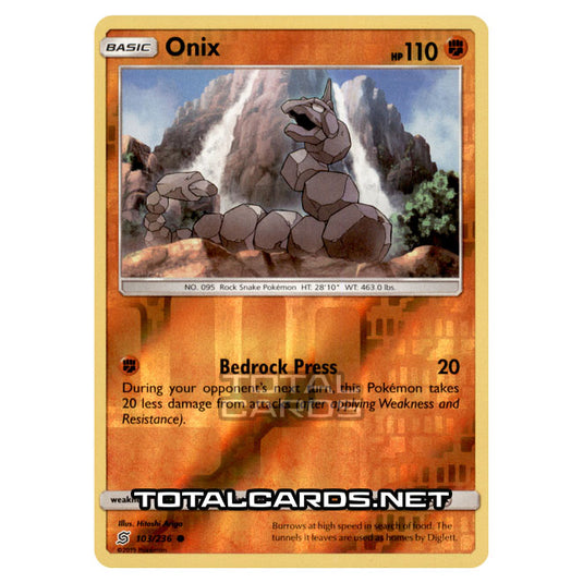 Pokemon - Sun & Moon - Unified Minds - Onix - 103/236 - (Reverse Holo)