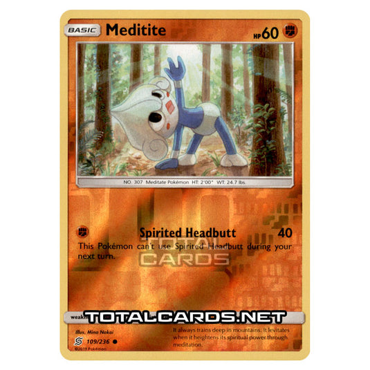 Pokemon - Sun & Moon - Unified Minds - Meditite - 109/236 - (Reverse Holo)