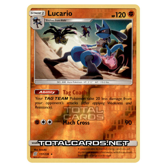 Pokemon - Sun & Moon - Unified Minds - Lucario - 117/236 - (Reverse Holo)