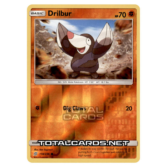 Pokemon - Sun & Moon - Unified Minds - Drilbur - 118/236 - (Reverse Holo)