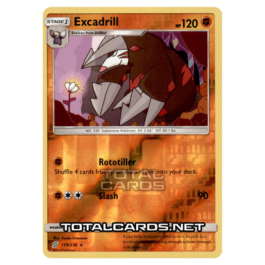 Pokemon - Sun & Moon - Unified Minds - Excadrill - 119/236 - (Reverse Holo)