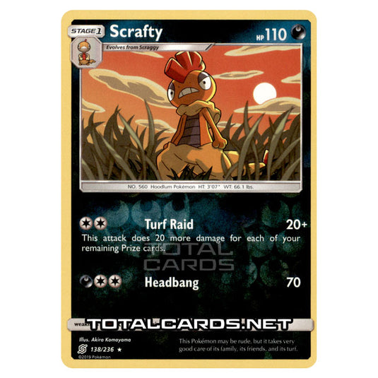 Pokemon - Sun & Moon - Unified Minds - Scrafty - 138/236 - (Reverse Holo)