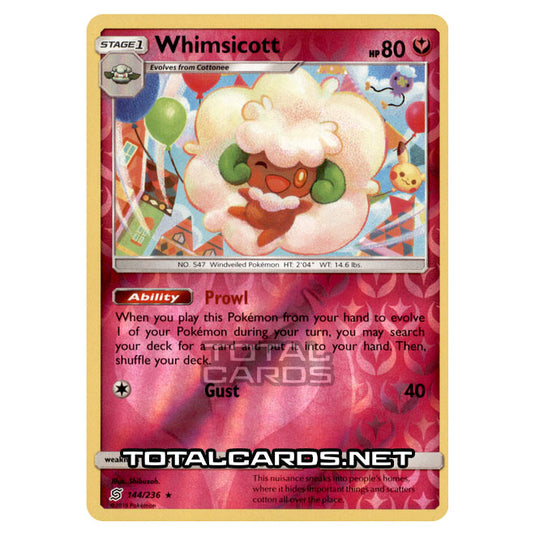 Pokemon - Sun & Moon - Unified Minds - Whimsicott - 144/236 - (Reverse Holo)