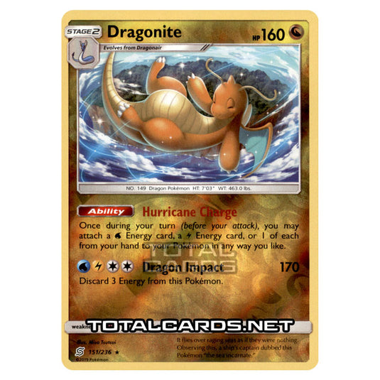 Pokemon - Sun & Moon - Unified Minds - Dragonite - 151/236 - (Reverse Holo)