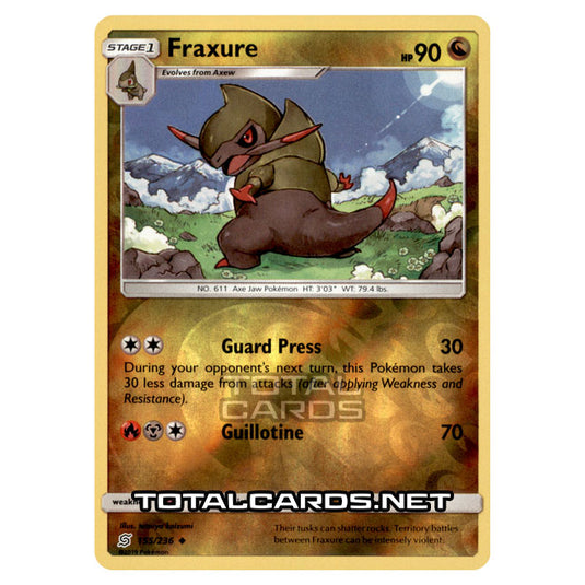 Pokemon - Sun & Moon - Unified Minds - Fraxure - 155/236 - (Reverse Holo)