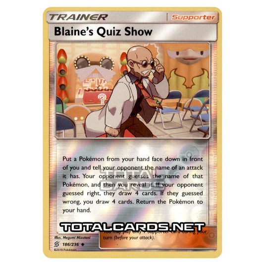 Pokemon - Sun & Moon - Unified Minds - Blaine's Quiz Show - 186/236 - (Reverse Holo)