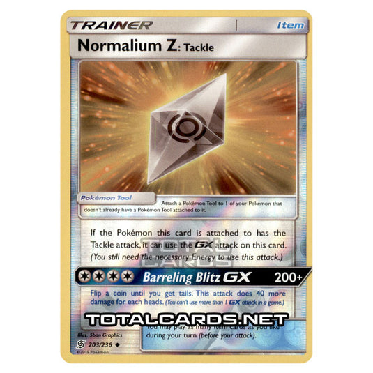 Pokemon - Sun & Moon - Unified Minds - Normalium Z Tackle - 203/236 - (Reverse Holo)