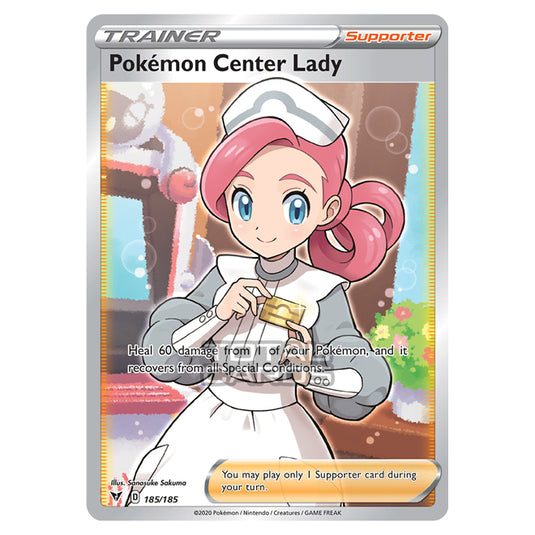 Pokemon - Sword & Shield - Vivid Voltage - Pokemon Center Lady - 185/185